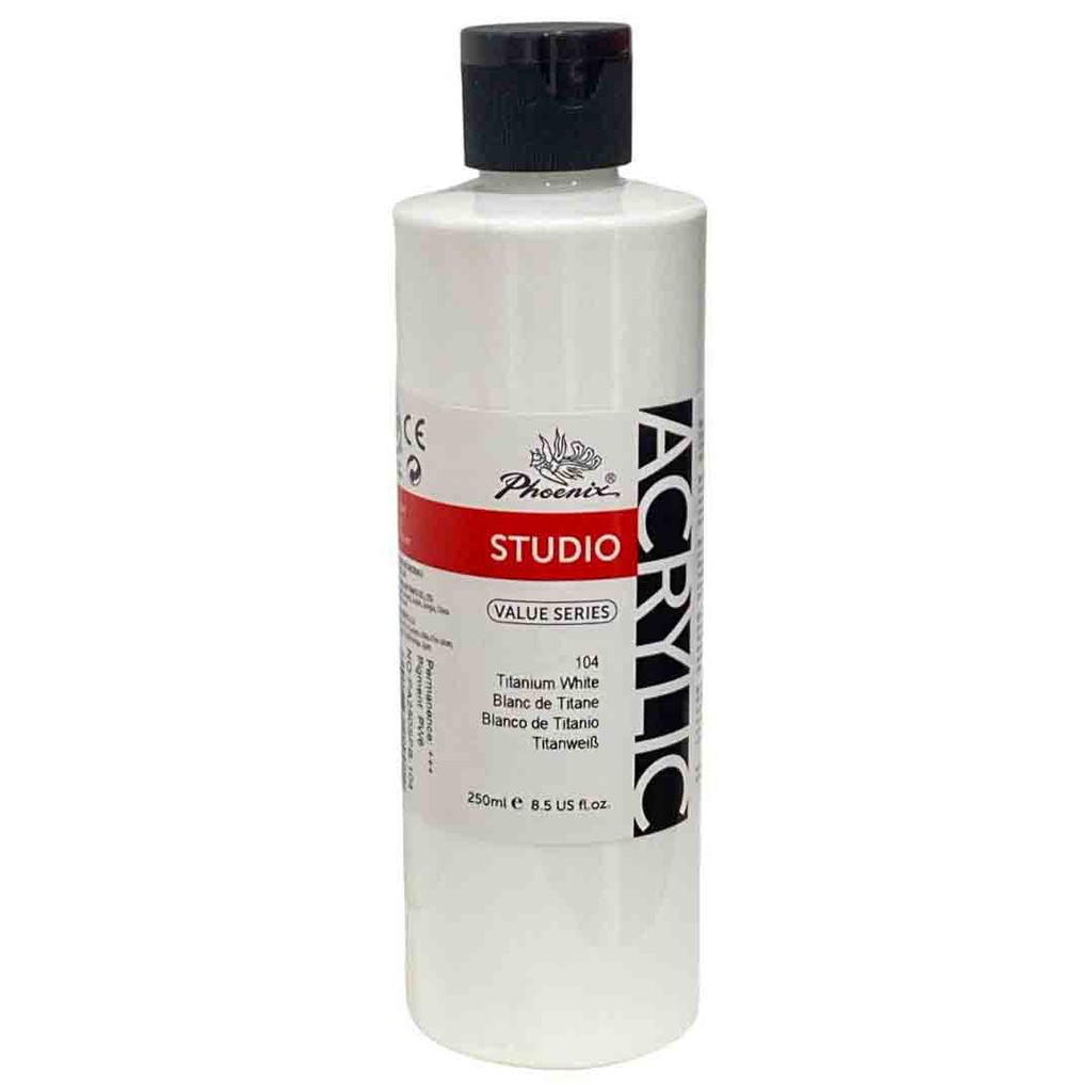 PHOENIX ACRYLIC COLOR VALUE SERIES 250ML BOTTLE Titanium White 104