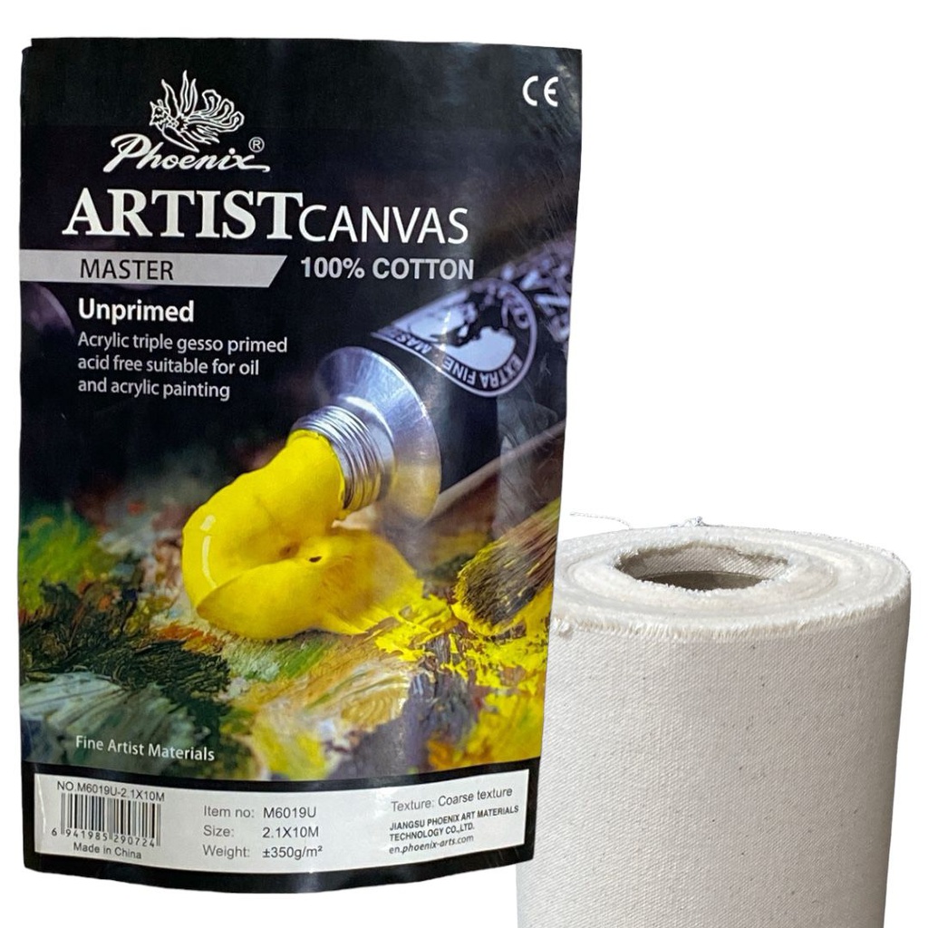 CANVAS ROLL 100% 350g NATURAL COTTON UNPRIMED 2.1X10