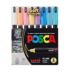 [PC-1MR] الوان ماركر بوسكا لجميع الاسطح 8 لون POSCA 0.7MM