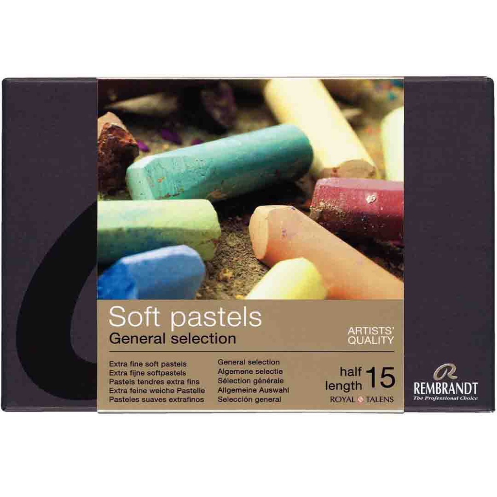 Rembrandt Soft Pastel Cardboard Box Set - 15 Half Stick General Selection